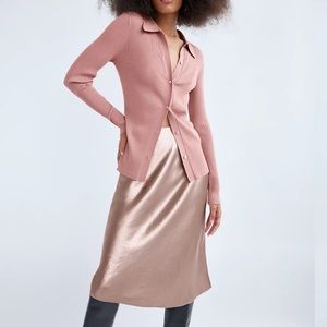 Aritzia Wilfred midi satin slip skirt